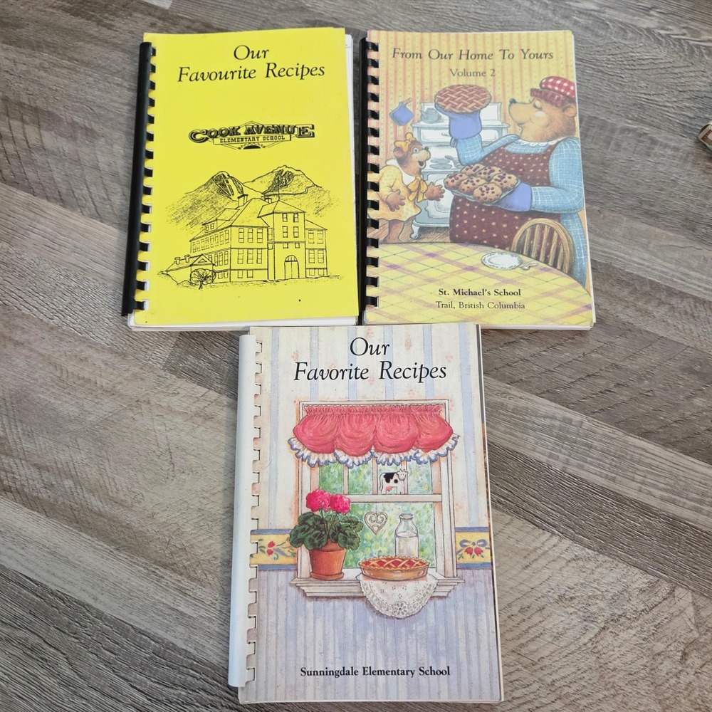 Vintage Community Cookbook Lot 3pc British Columbia Schools 1990s Spiral Bound
